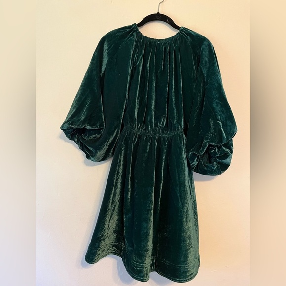 Free People Portia Velvet Mini Dress Babydoll Dress Cocktail Green NWT size S - Picture 8 of 8